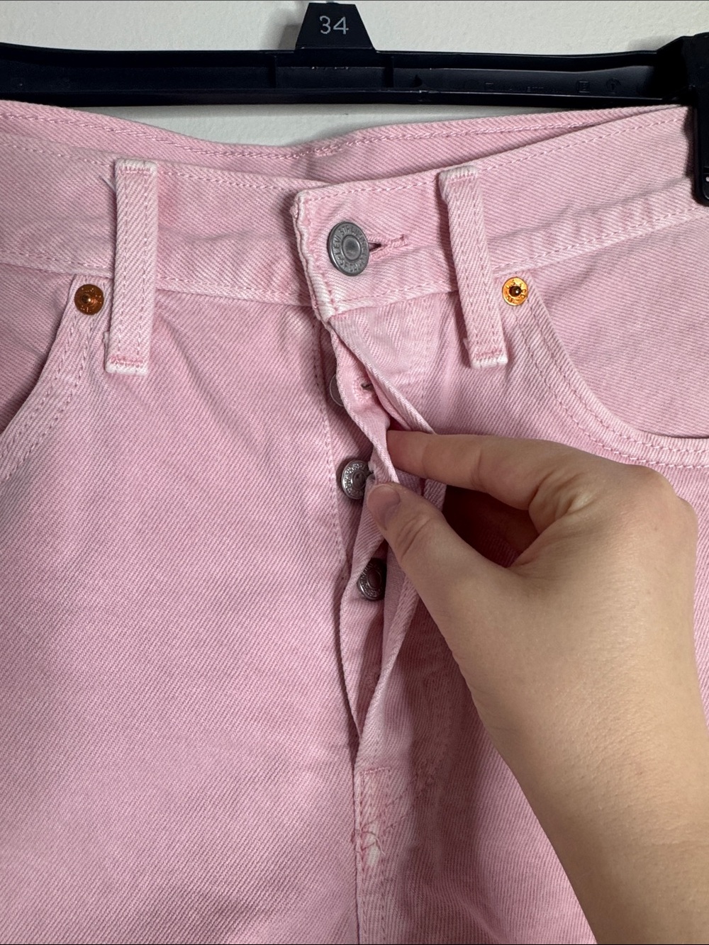 Levi’s 501 Original Fit Pink Rigid Denim High Rise Jean Cutoff Shorts size 30 - Picture 5 of 12